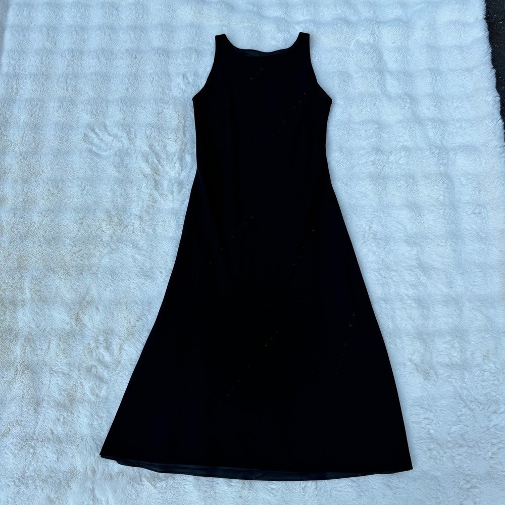 Virgo Black Sleeveless Rhinestone Embellished Maxi Dress Gown Size 6 Formal